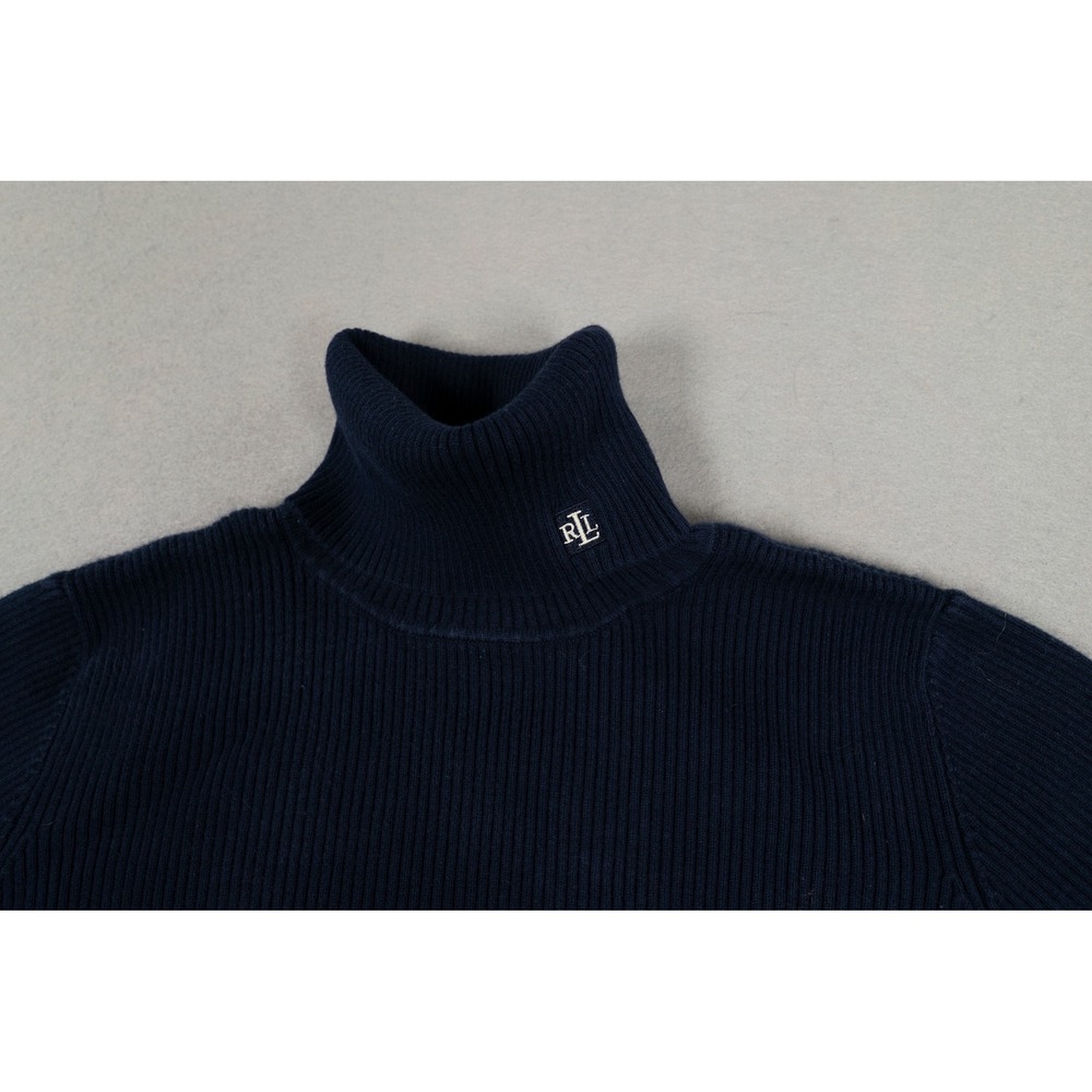 Vintage  Lauren Ralph Lauren Women's S Navy Turtleneck Knit Sweater - Picture 2 of 10